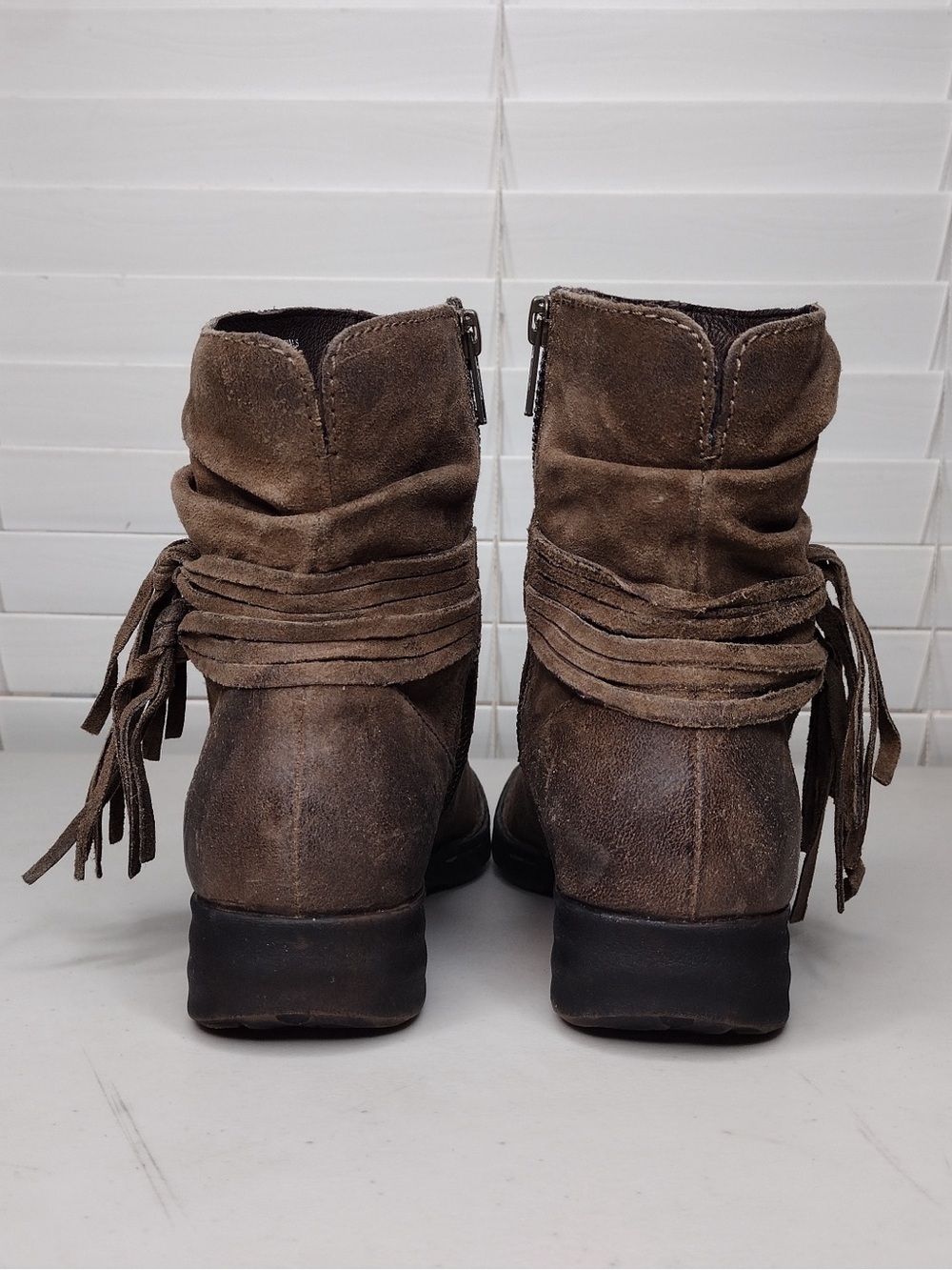 Born Cross Sz 7M Leather Boho Western Ankle Boots - Picture 4 of 13